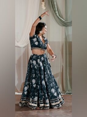 Pomcha Jaipur Blue & Gold Lehenga Set